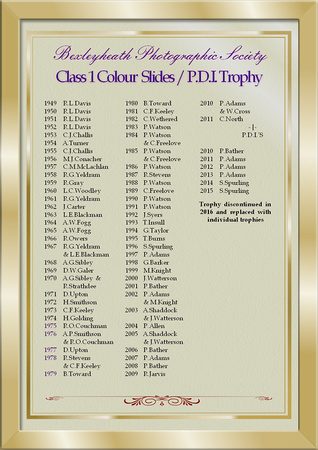 Colour slide - PDI Class 1 winners 1949-2015