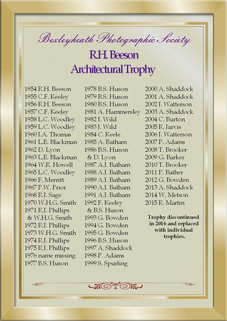 R H Beeson Architectural trophy winners 1954-2015
